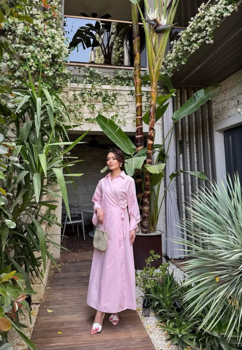 🌸 Robe Croisée – Rose Poudré