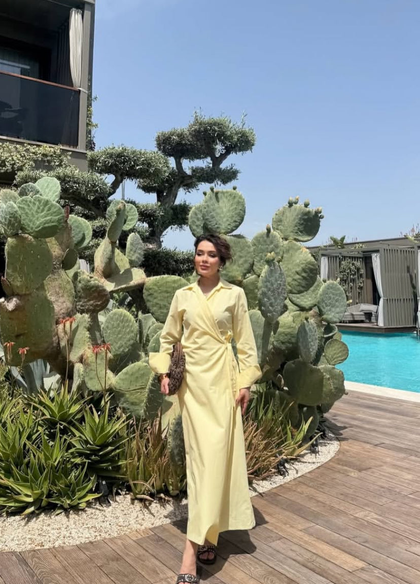 ☀️ Robe Croisée – Jaune Soleil