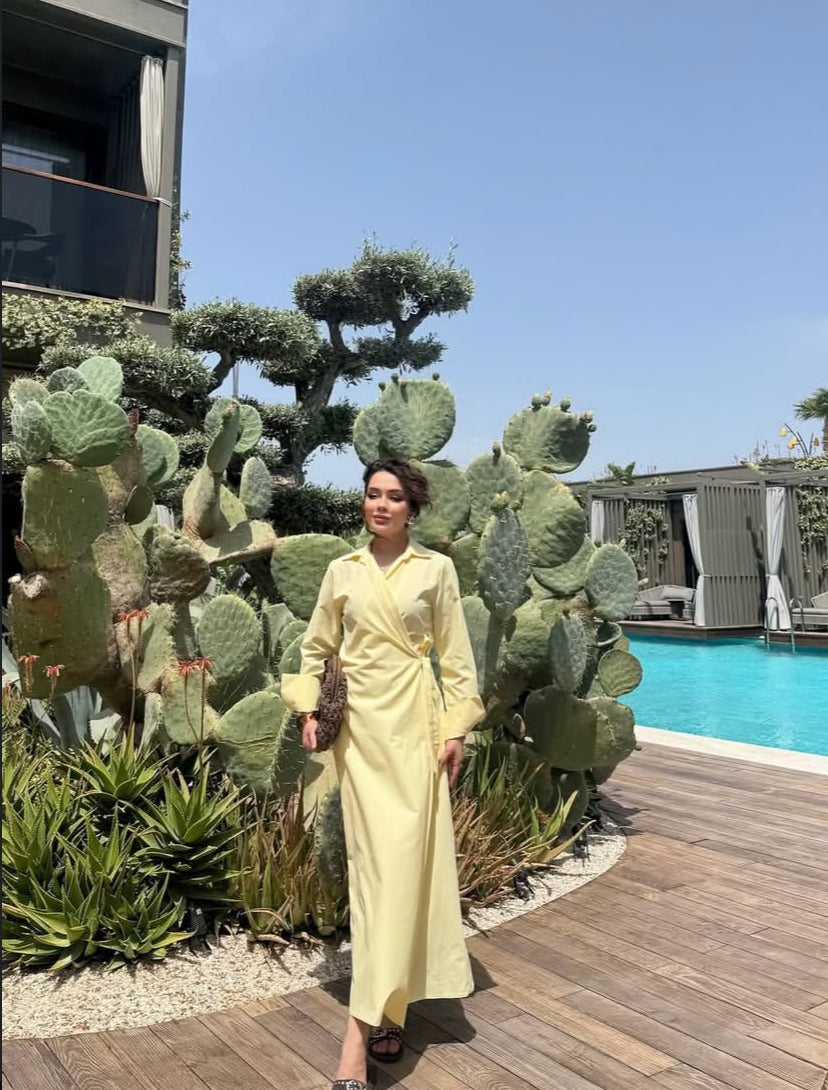 ☀️ Robe Croisée – Jaune Soleil
