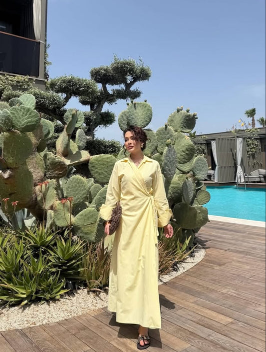 ☀️ Robe Croisée – Jaune Soleil